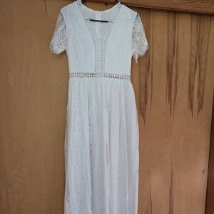 Elegant White Lace Dress